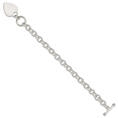 Sterlingsilber Gravierbar Herz Plättchen auf Fantasieglieder Knebel Armband