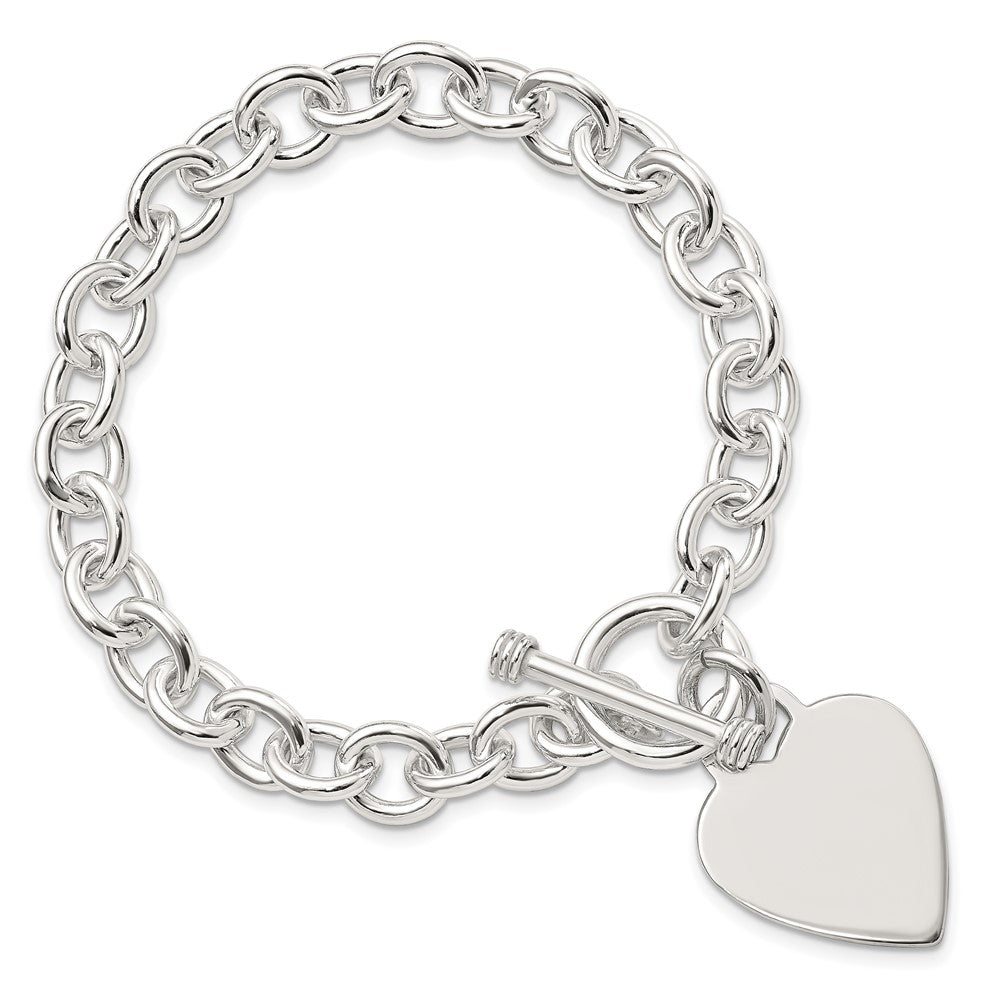 Sterlingsilber Gravierbar Herz Plättchen auf Fantasieglieder Knebel Armband