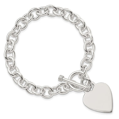 Sterlingsilber Gravierbar Herz Plättchen auf Fantasieglieder Knebel Armband