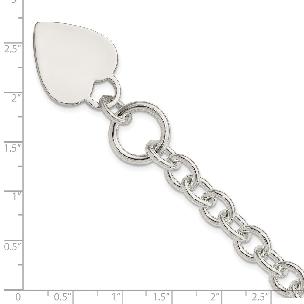 Sterlingsilber Gravierbar Herz Plättchen auf Fantasieglieder Knebel Armband