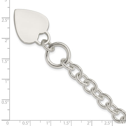 Sterlingsilber Gravierbar Herz Plättchen auf Fantasieglieder Knebel Armband