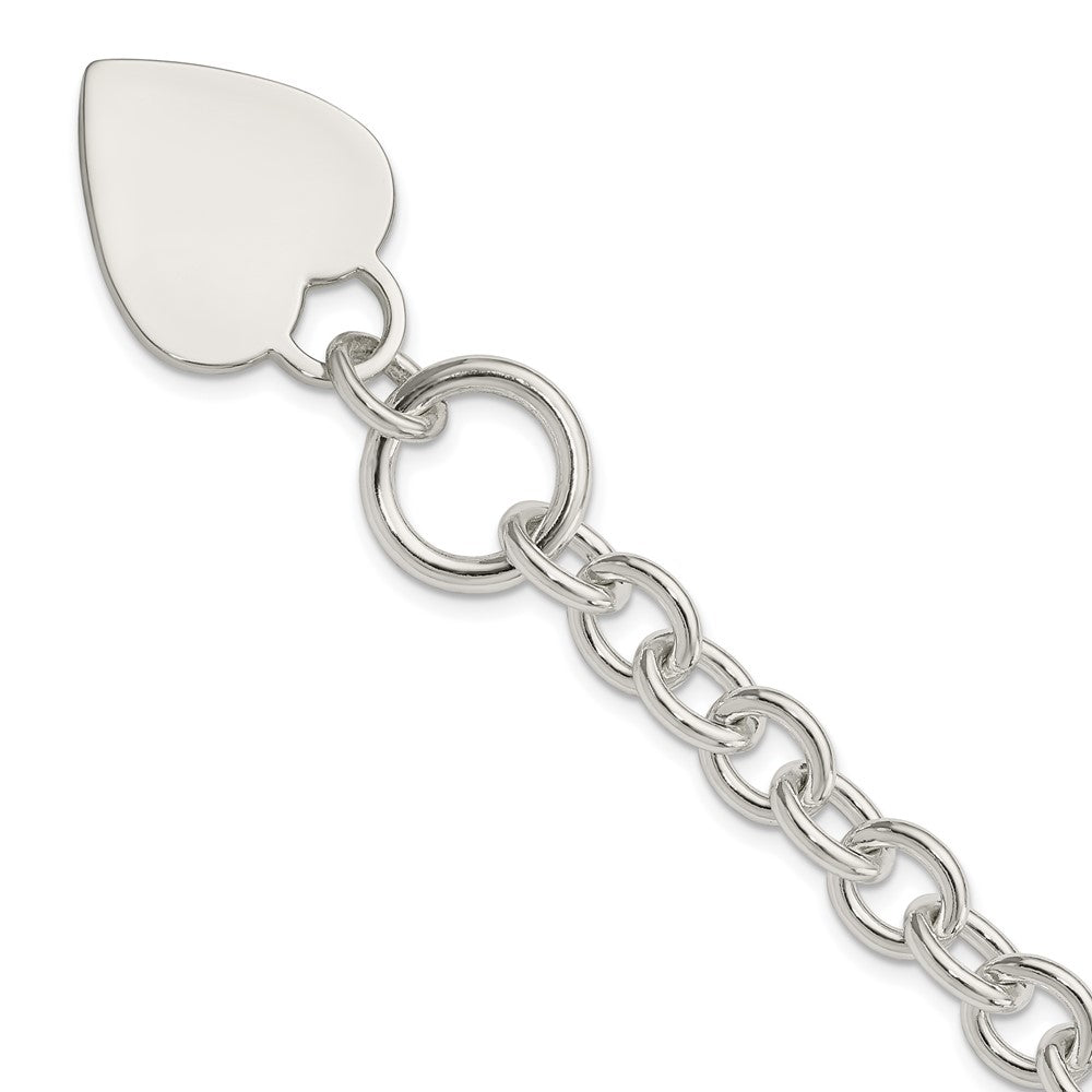 Sterlingsilber Gravierbar Herz Plättchen auf Fantasieglieder Knebel Armband