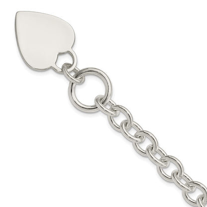 Sterlingsilber Gravierbar Herz Plättchen auf Fantasieglieder Knebel Armband