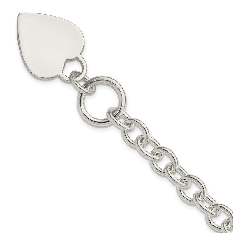 Sterlingsilber Gravierbar Herz Plättchen auf Fantasieglieder Knebel Armband