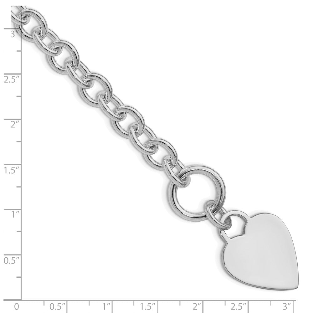 Sterlingsilber Rhodiniert Herz Plättchen auf Knebel Armband