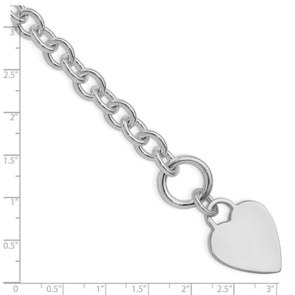 Sterlingsilber Rhodiniert Herz Plättchen auf Knebel Armband