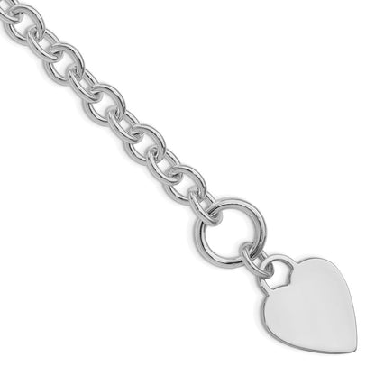 Sterlingsilber Rhodiniert Herz Plättchen auf Knebel Armband