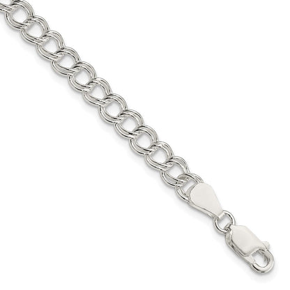 8 Zoll Sterlingsilber 5.25mm Massiv Doppelt Glieder Charm Armband