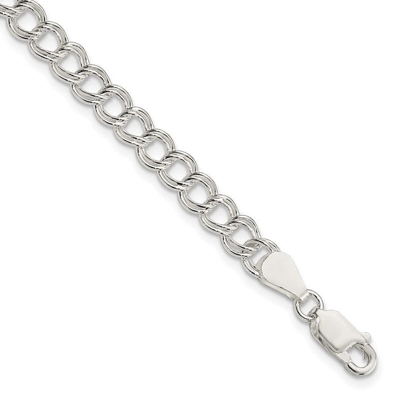 8 Zoll Sterlingsilber 5.25mm Massiv Doppelt Glieder Charm Armband