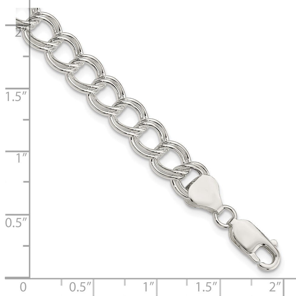 8 Zoll Sterlingsilber 7.75mm Massiv Doppelt Glieder Charm Armband