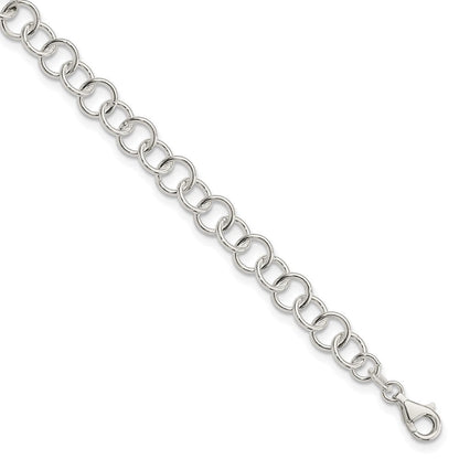 Sterlingsilber 9inch Poliert Fantasieglieder Fußkettchen