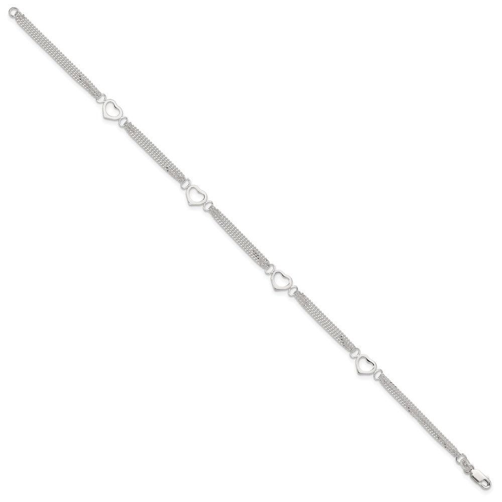 Sterlingsilber 10inch Poliert Herz Fußkettchen