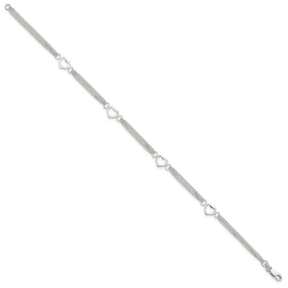 Sterlingsilber 10inch Poliert Herz Fußkettchen