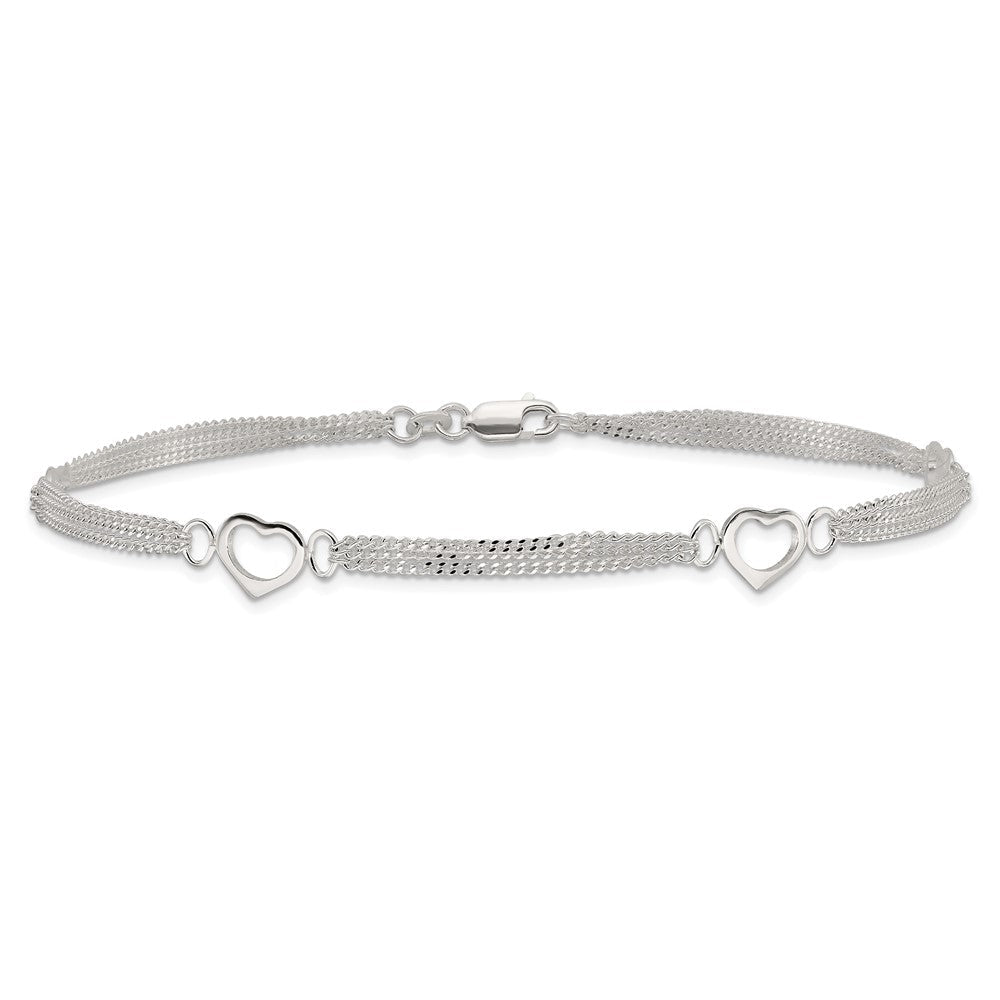 Sterlingsilber 10inch Poliert Herz Fußkettchen