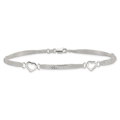 Sterlingsilber 10inch Poliert Herz Fußkettchen