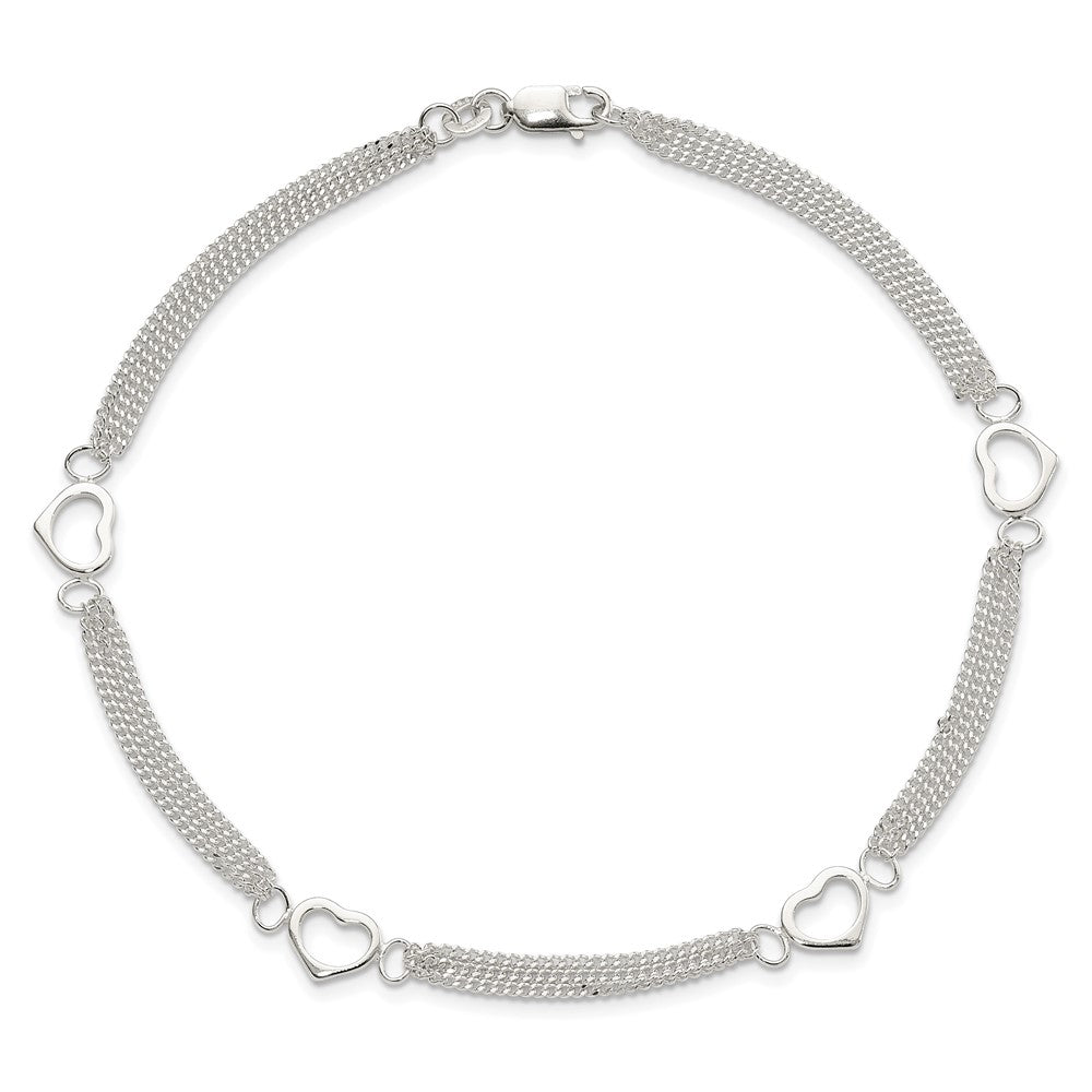 Sterlingsilber 10inch Poliert Herz Fußkettchen