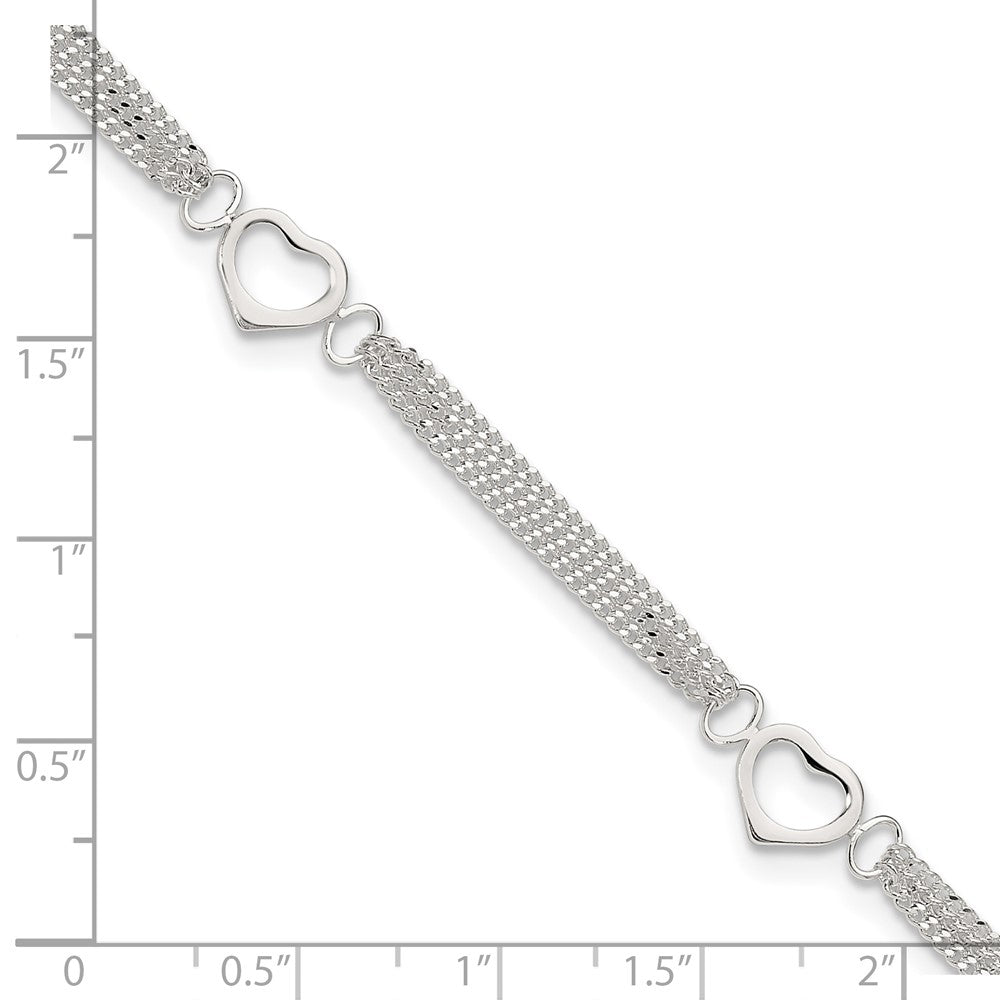 Sterlingsilber 10inch Poliert Herz Fußkettchen