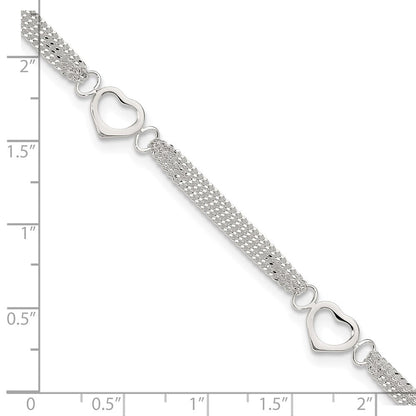 Sterlingsilber 10inch Poliert Herz Fußkettchen