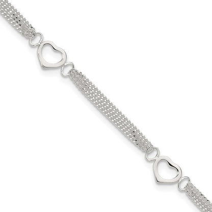 Sterlingsilber 10inch Poliert Herz Fußkettchen