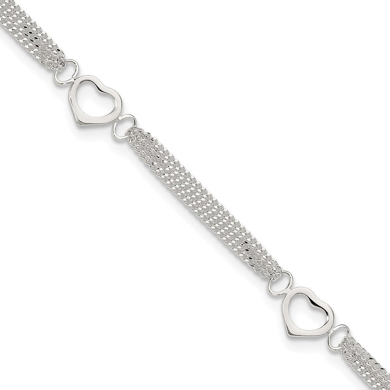 Sterlingsilber 10inch Poliert Herz Fußkettchen