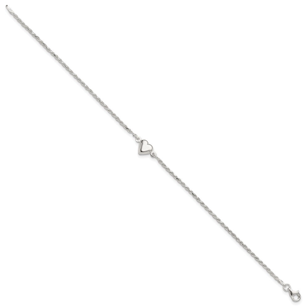 Sterlingsilber Gewölbt Herz Fußkettchen