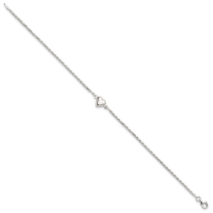 Sterlingsilber Gewölbt Herz Fußkettchen