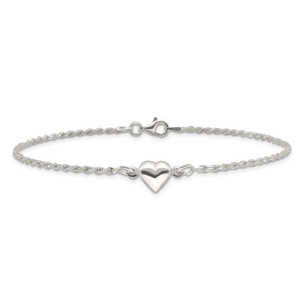 Sterlingsilber Gewölbt Herz Fußkettchen