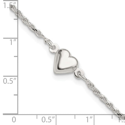 Sterlingsilber Gewölbt Herz Fußkettchen