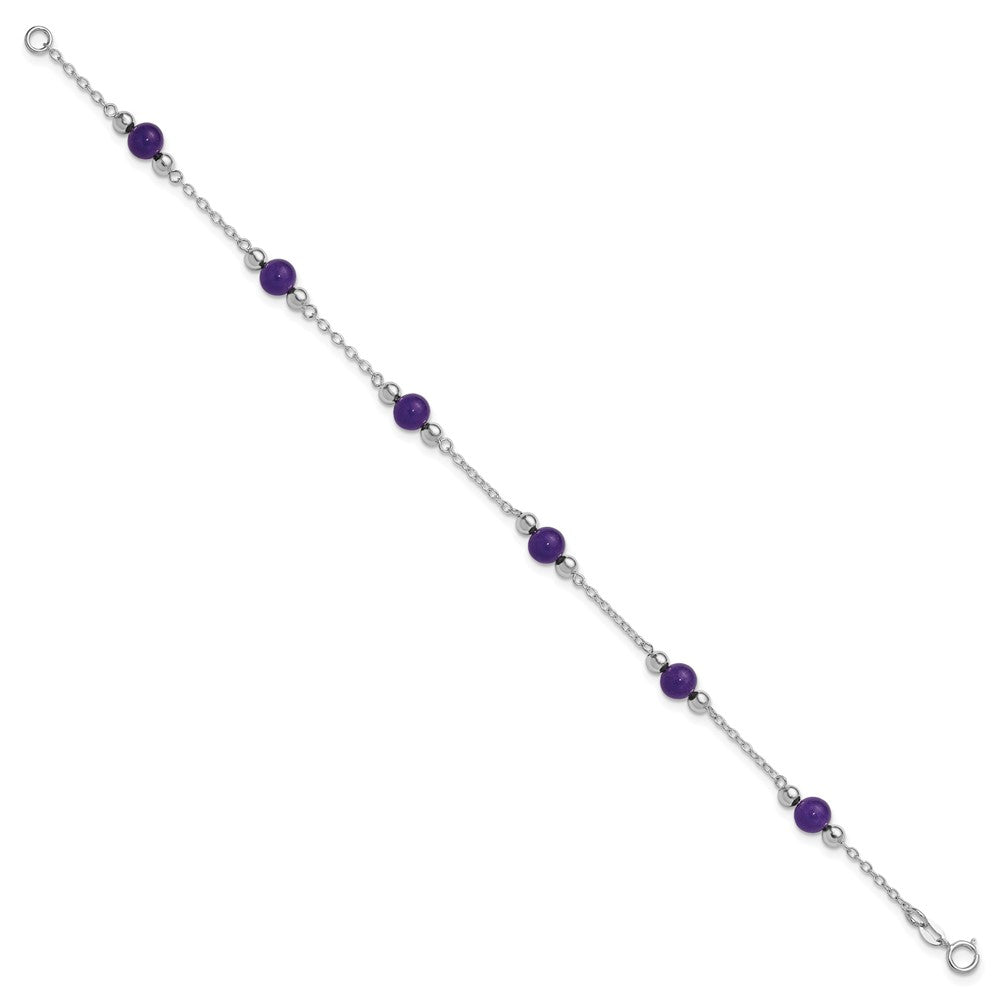 Sterlingsilber Rhodiniert 9inch Poliert Lavender Jade Fußkettchen