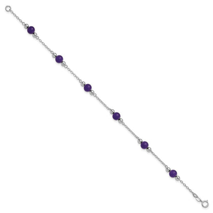 Sterlingsilber Rhodiniert 9inch Poliert Lavender Jade Fußkettchen