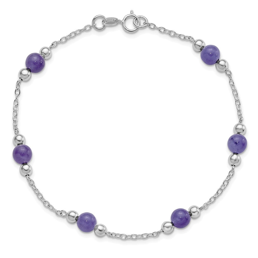 Sterlingsilber Rhodiniert 9inch Poliert Lavender Jade Fußkettchen