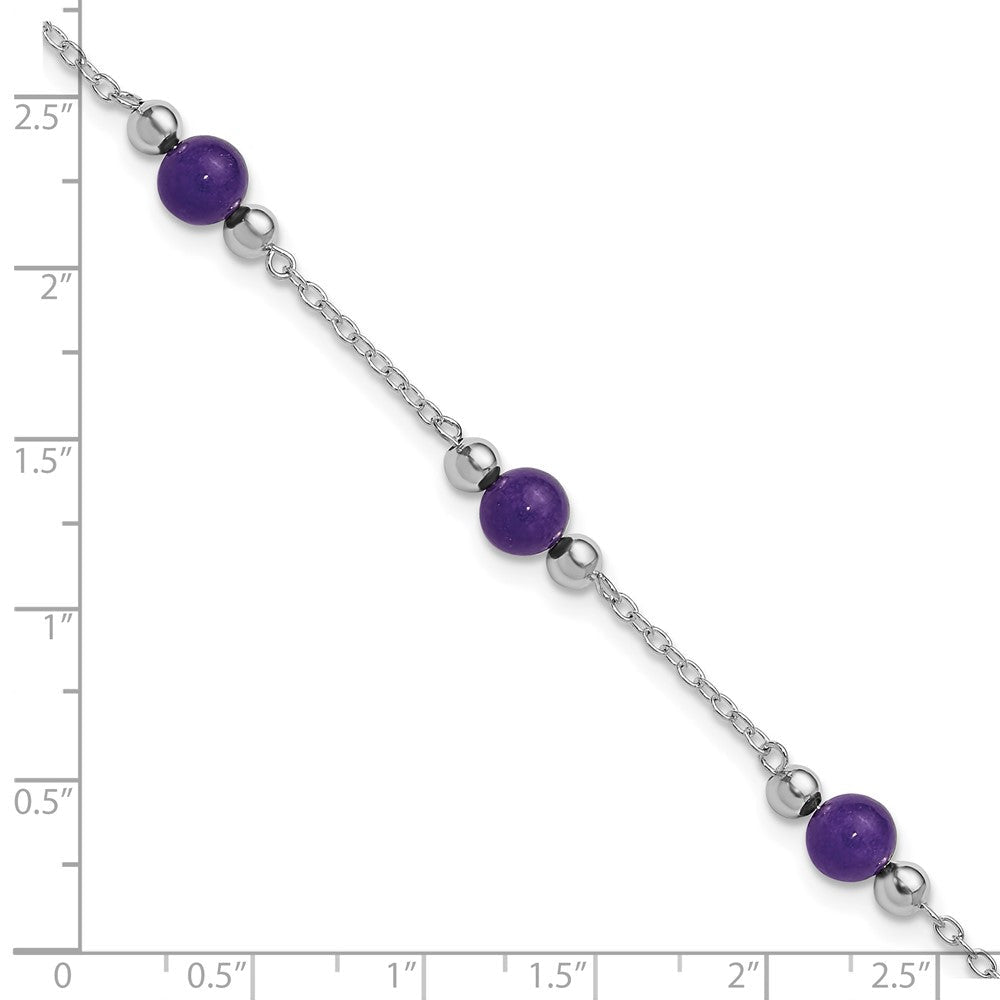Sterlingsilber Rhodiniert 9inch Poliert Lavender Jade Fußkettchen