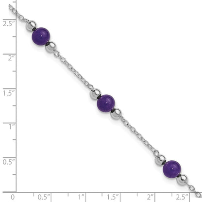 Sterlingsilber Rhodiniert 9inch Poliert Lavender Jade Fußkettchen