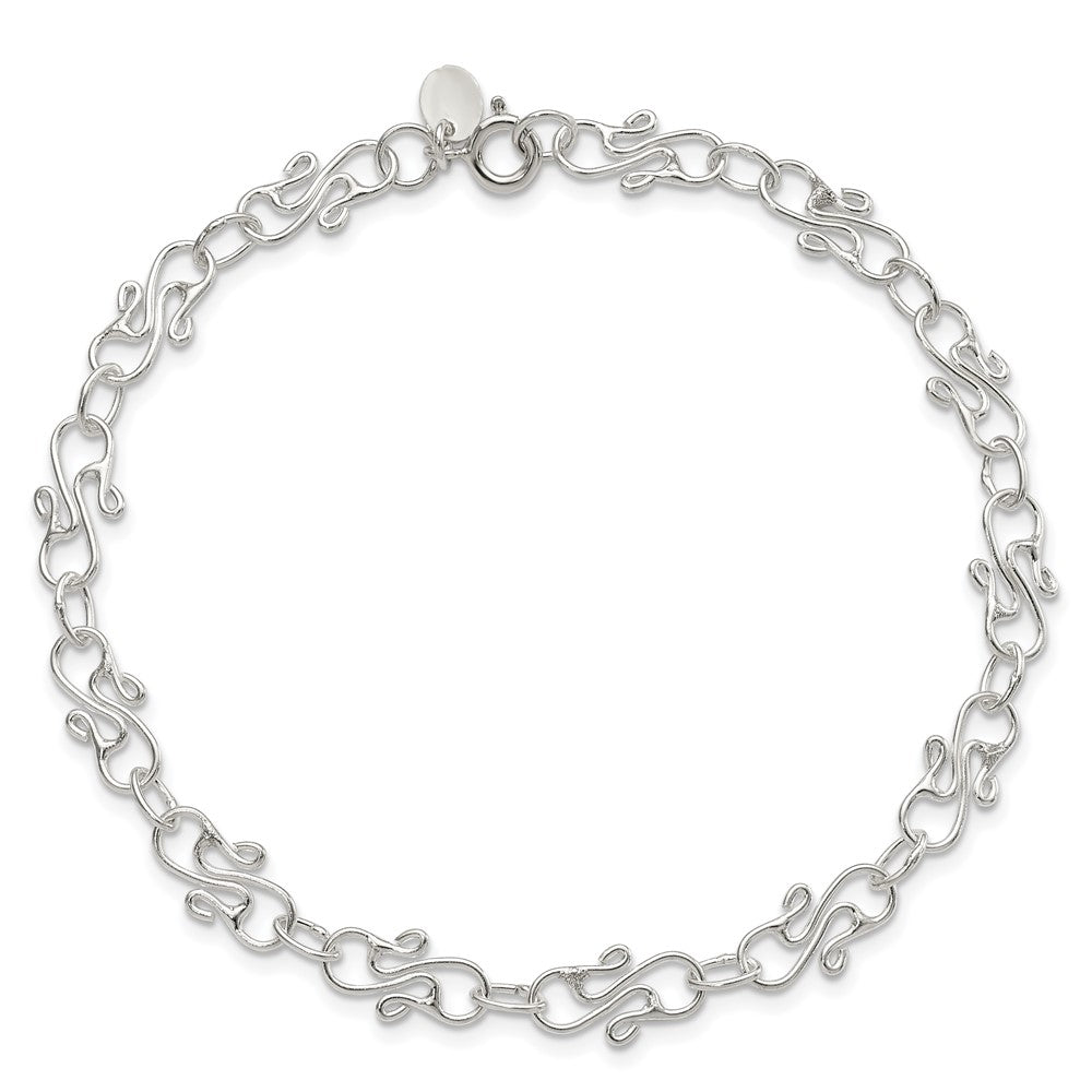 Sterlingsilber 10inch Fantasie Poliert Fußkettchen