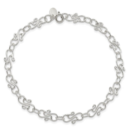 Sterlingsilber 10inch Fantasie Poliert Fußkettchen