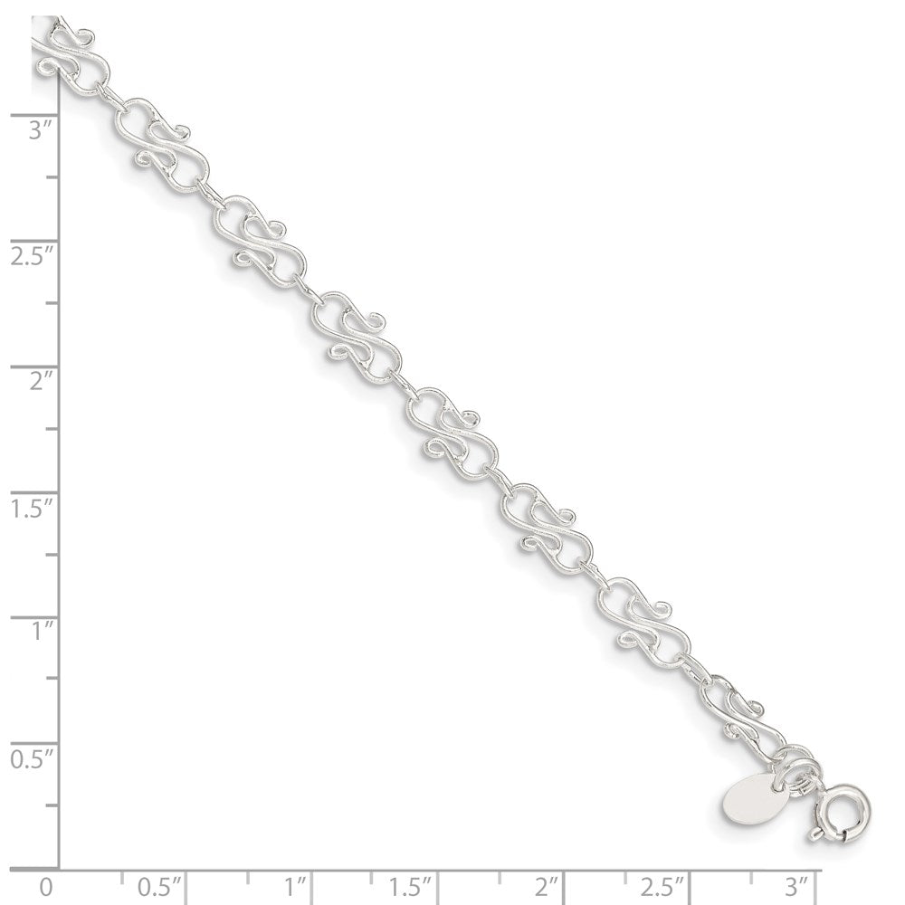 Sterlingsilber 10inch Fantasie Poliert Fußkettchen