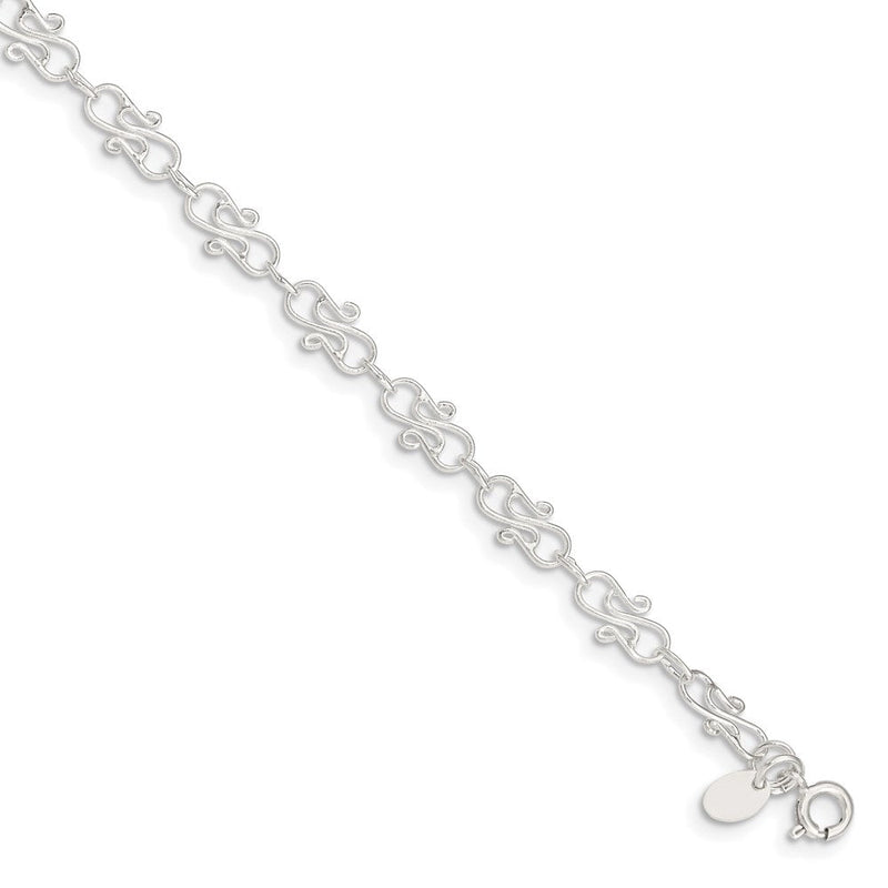 Sterlingsilber 10inch Fantasie Poliert Fußkettchen