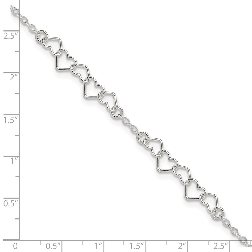 Sterlingsilber 9inch Poliert Fantasie Herz Glieder Fußkettchen