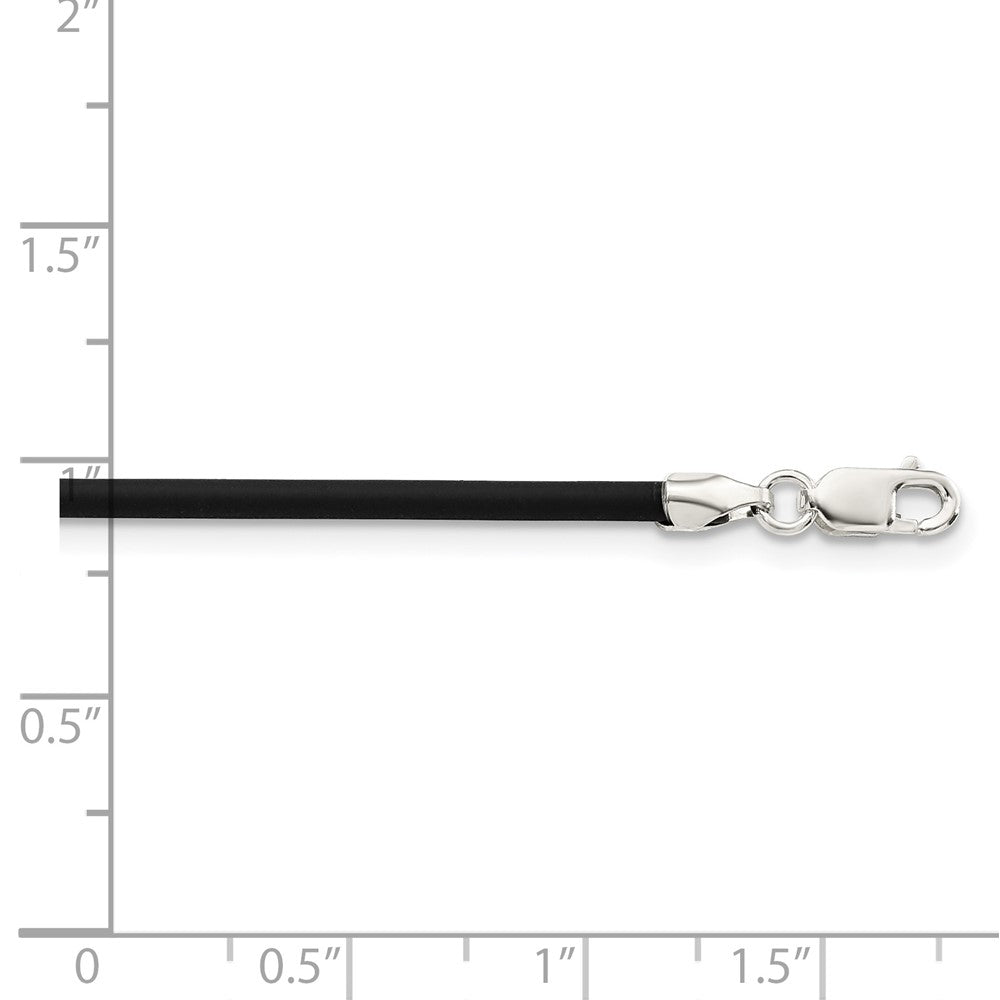 Sterlingsilber 2mm Schwarz Gummi Kordel Halskette