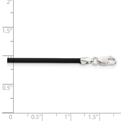 Sterlingsilber 2mm Schwarz Gummi Kordel Halskette