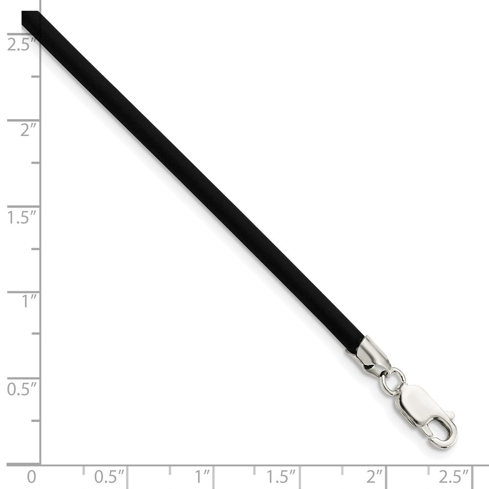 Sterlingsilber 3mm Schwarz Gummi Kordel Halskette