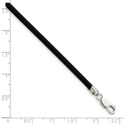 Sterlingsilber 3mm Schwarz Gummi Kordel Halskette