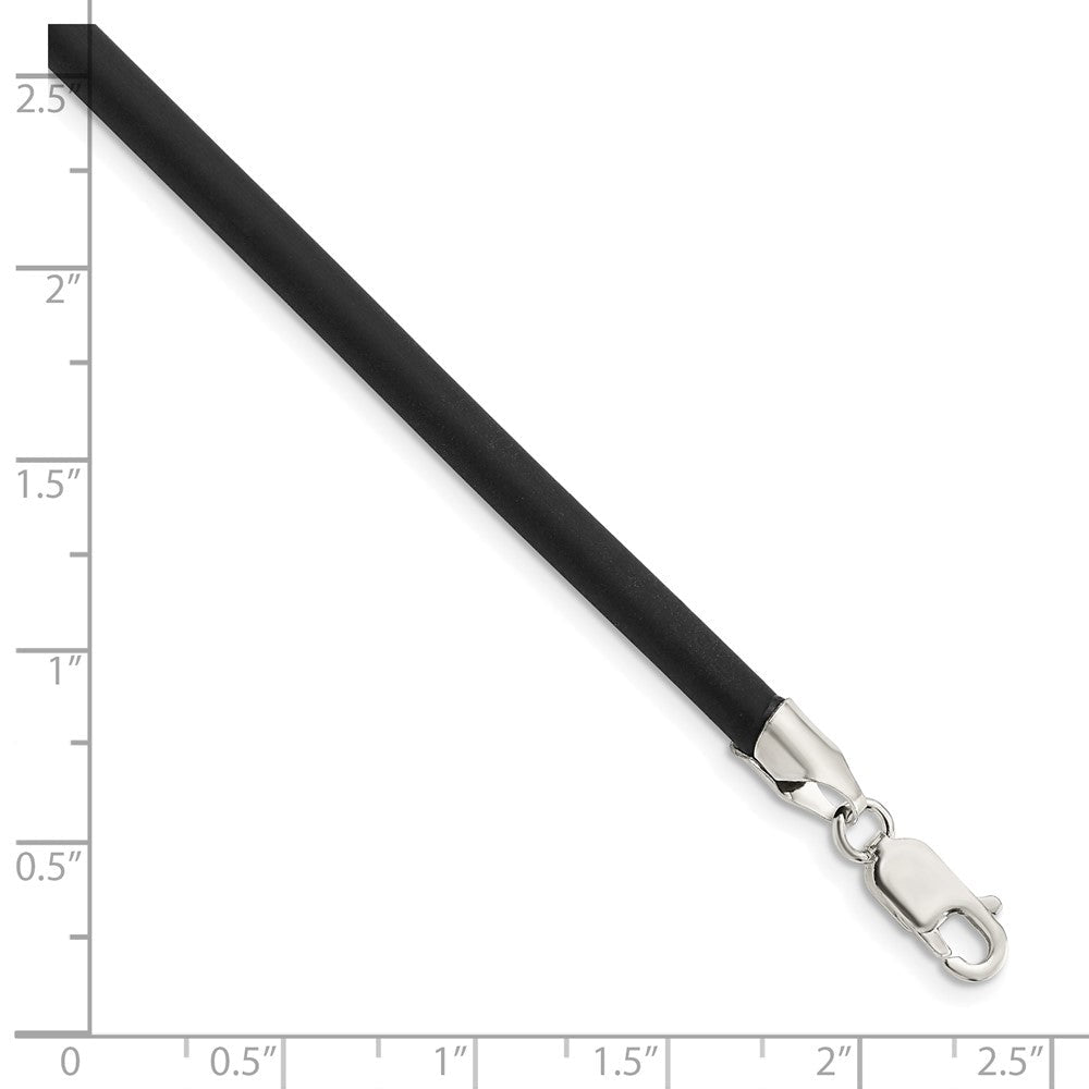 Sterlingsilber 4mm Schwarz Gummi Kordel Halskette