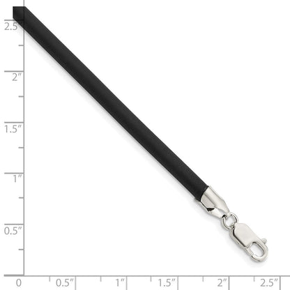 Sterlingsilber 4mm Schwarz Gummi Kordel Halskette