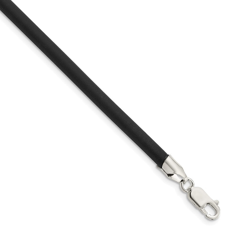 Sterlingsilber 4mm Schwarz Gummi Kordel Halskette