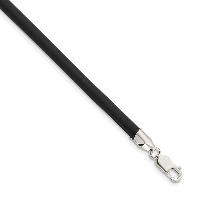 Sterlingsilber 4mm Schwarz Gummi Kordel Halskette
