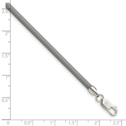 Sterlingsilber 3mm Metallic Gummi Kordel Halskette