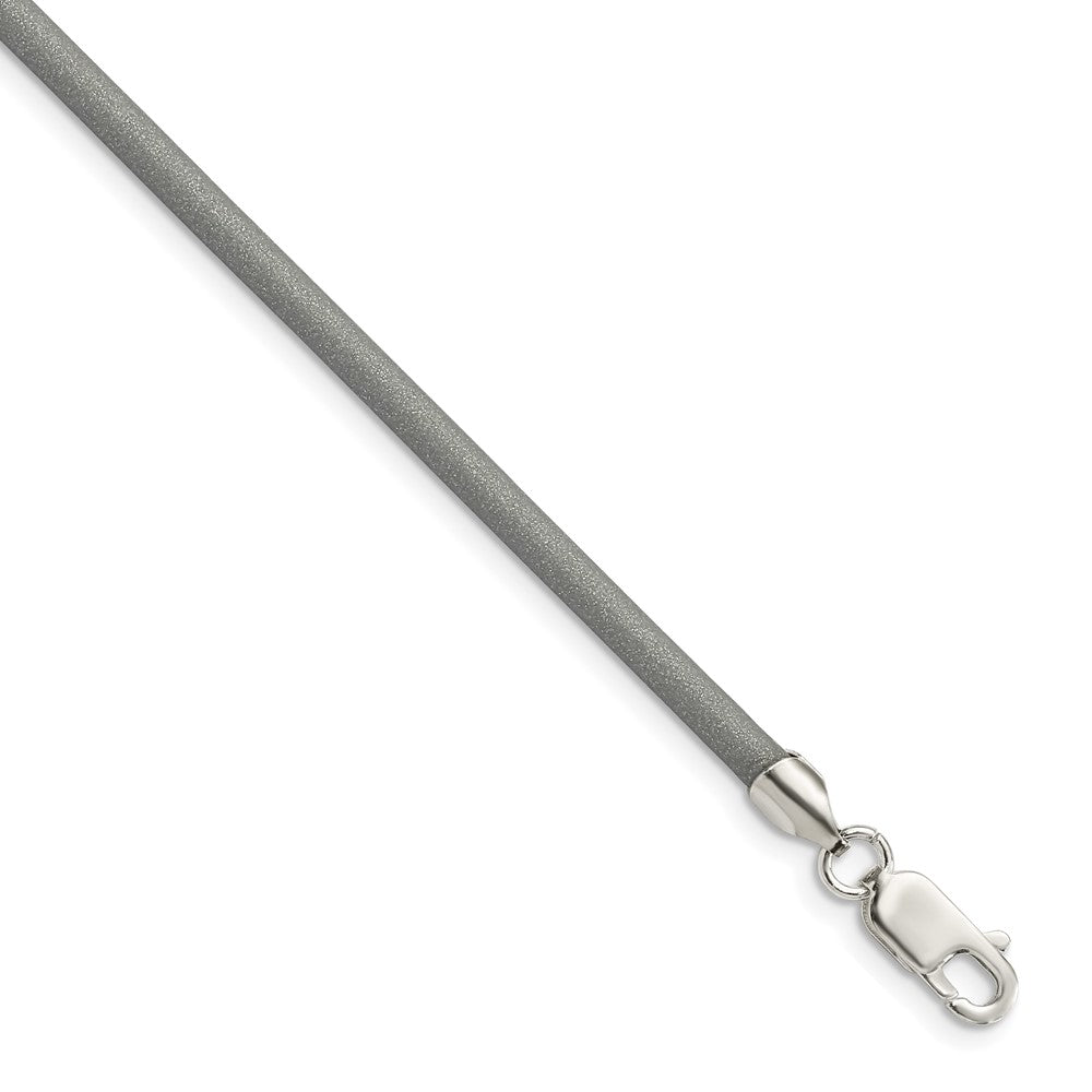 Sterlingsilber 3mm Metallic Gummi Kordel Halskette