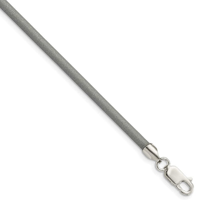 Sterlingsilber 3mm Metallic Gummi Kordel Halskette