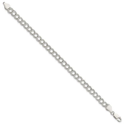 8 Zoll Sterlingsilber 6mm Massiv Doppelt Glieder Charm Armband